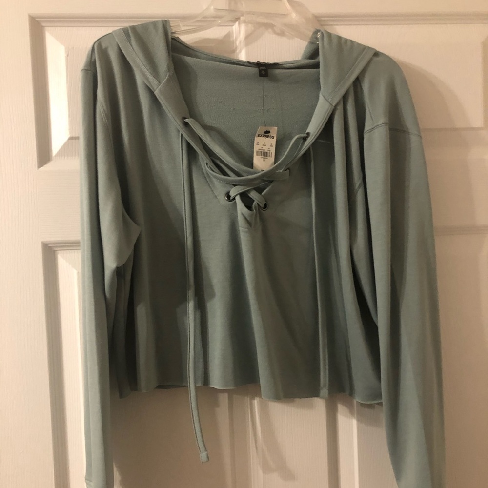 EXPRESS Raw Hem Cropped Hoodie